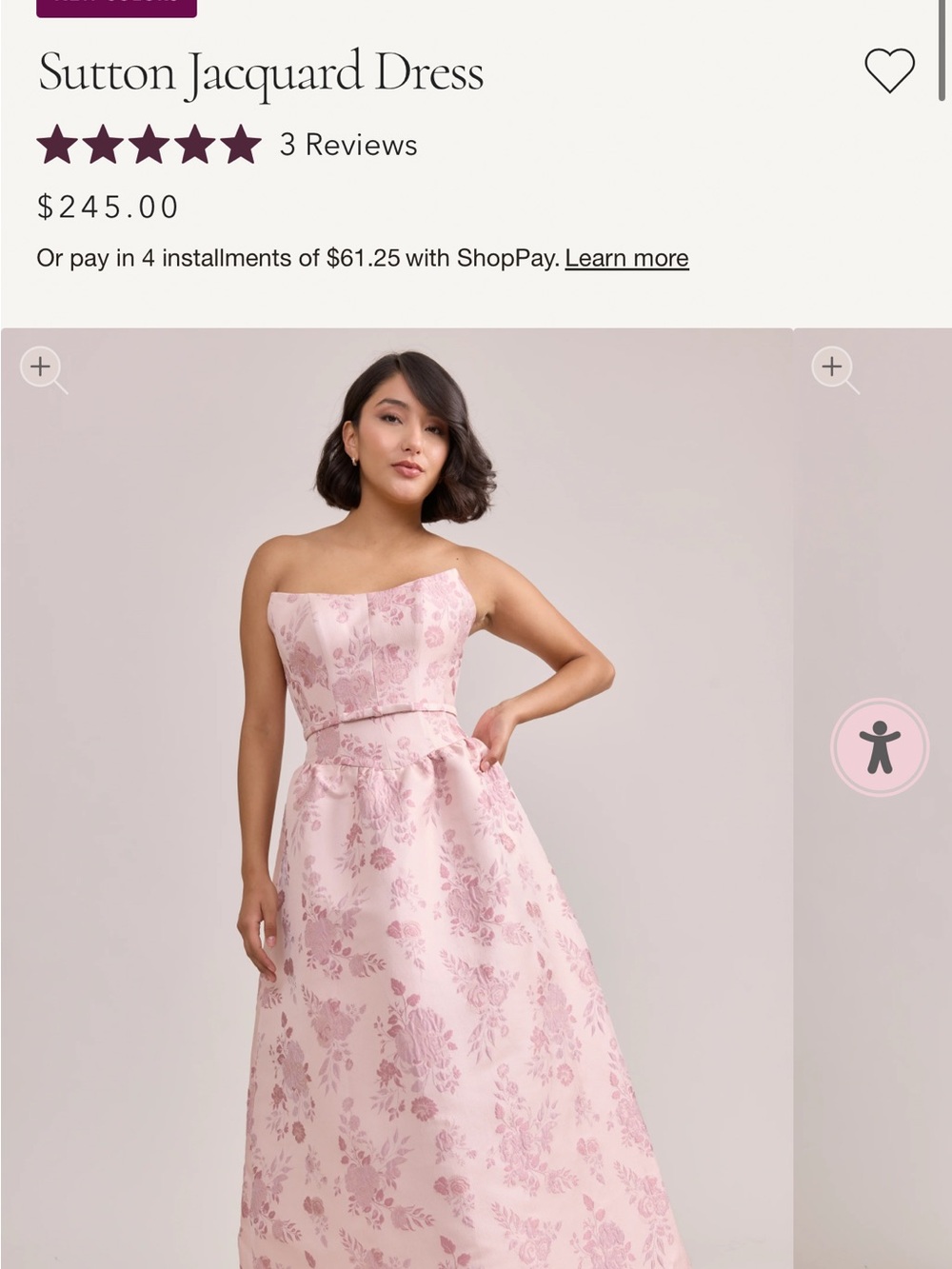 Revelry Strapless Jacquard Dress in Light Pink